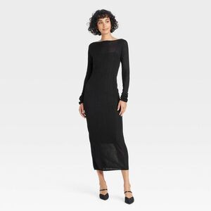a new day Black Strapless Ribbed Knit Maxi Dress
